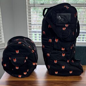 Centaur Black Fox Print Equestrian Riding Boots and Helmet Bag Set